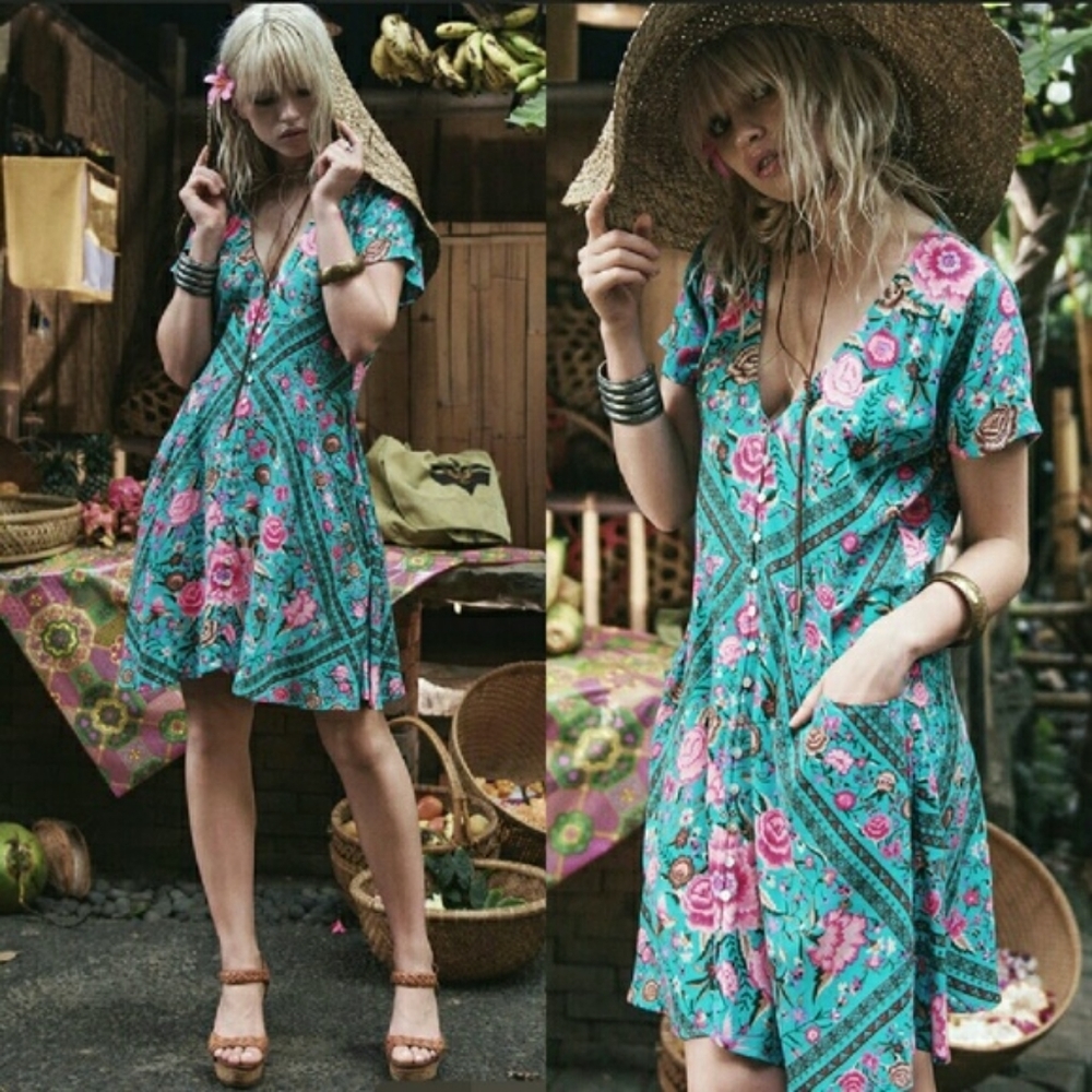 Babushka playdress turquoise M Spell designs dress - Picture 2 of 11